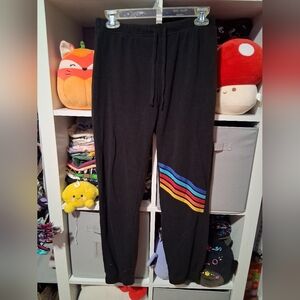 No Boundaries Black Joggers with Rainbow Stripe Accent
